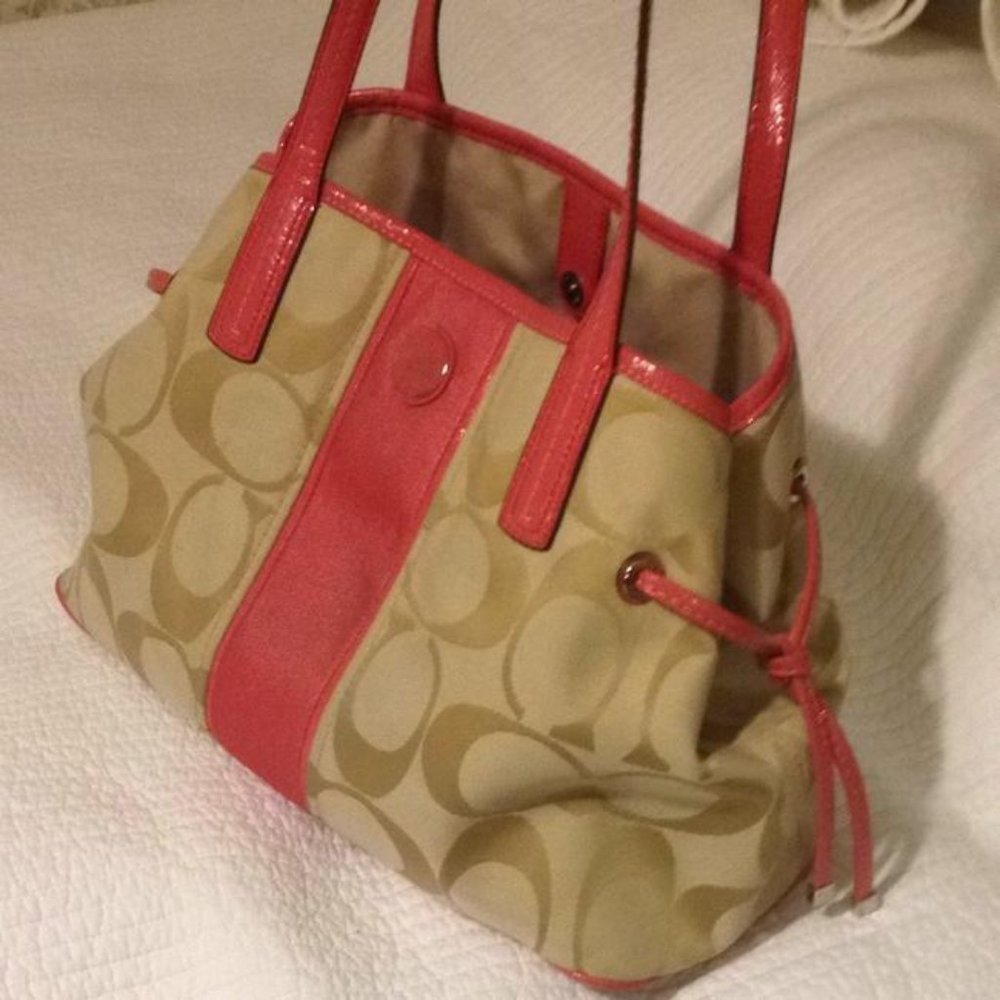 Coach Pink And Tan Tote Bag (Authenticated) Valentines 4 U
